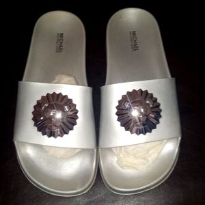 Michael Kors Silver Metallic Rory Slide